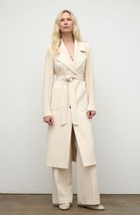 Coat with Cable Knit Sleeve