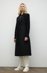 Coat with Cable Knit Sleeve