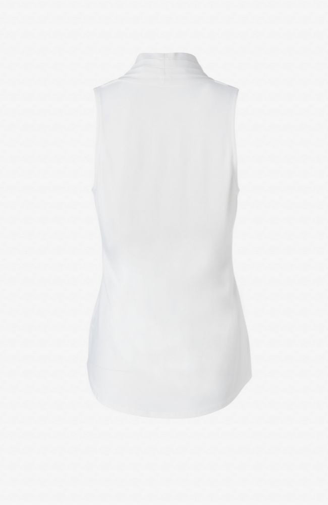 Sleeveless Pleated Vneck Top in Ivory