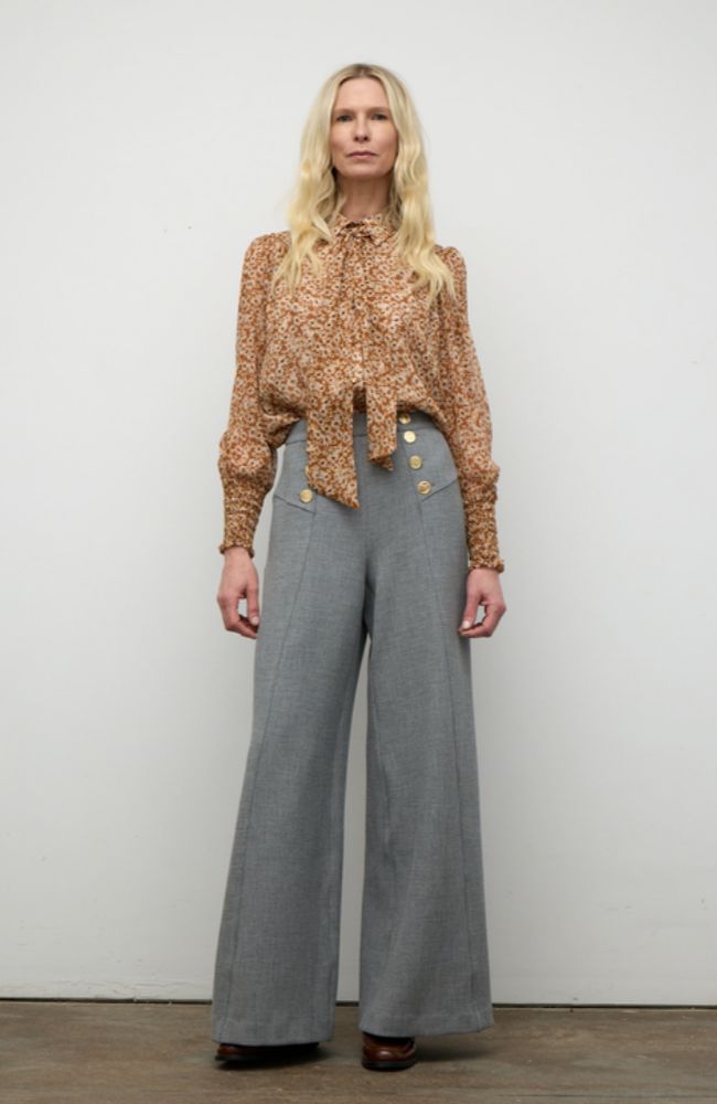 Wide Leg Sailor Pant in Grey