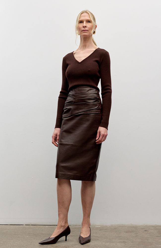 Draped Leather Skirt