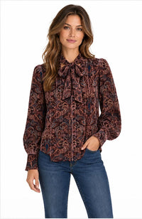 Printed Long Sleeve Chiffon Blouse