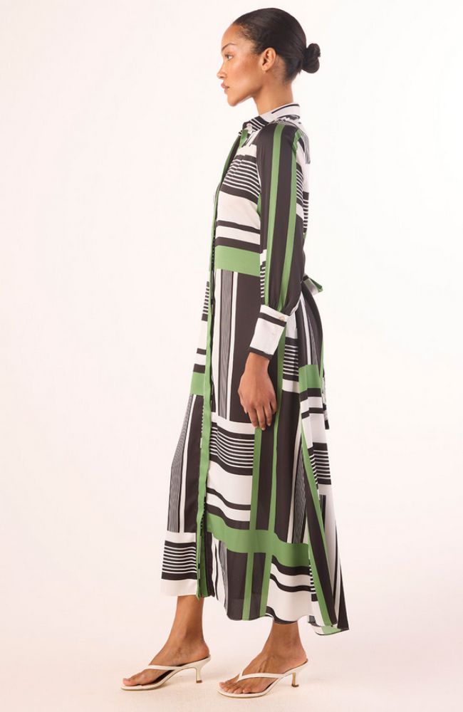 Herminia Dress in Striped Geo