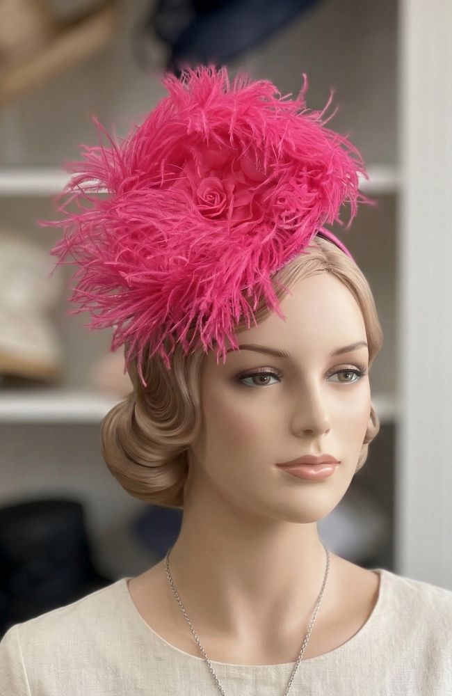 Poppy Pink Ostrich Hair Fasc