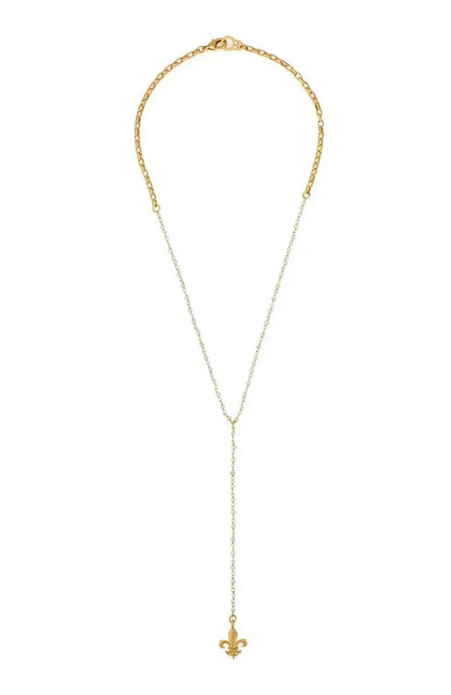 Dominque 21" Pearl Fleur Pendant Necklace