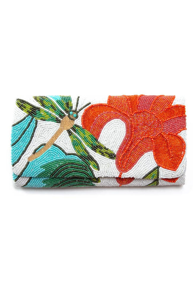 White Orange Medium Structured Clutch