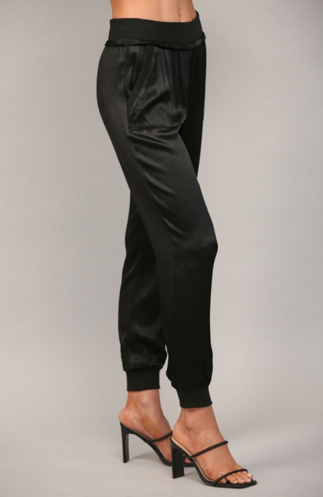 Textured Satin Jogger Pants