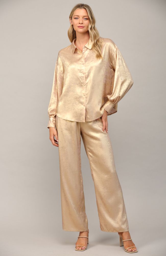 Metallic Wide Leg Pants