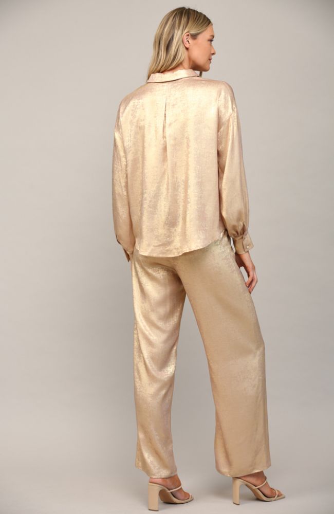 Metallic Wide Leg Pants