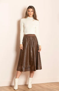 Perforated Pleather Midi Skirt