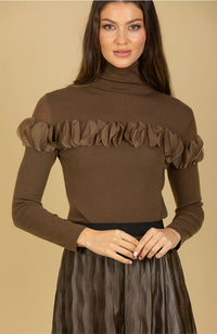 Brown Merino Wool Turtle Sweater