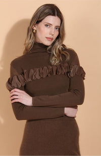 Brown Merino Wool Turtle Sweater