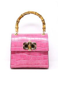 Leather Bamboo Handle Bag