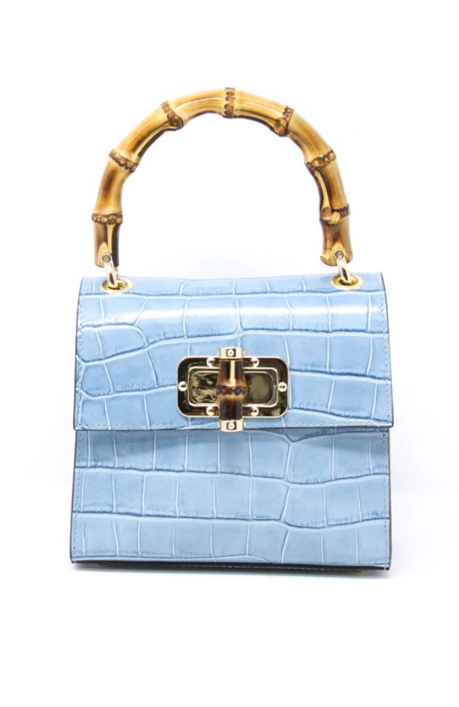 Leather Bamboo Handle Bag