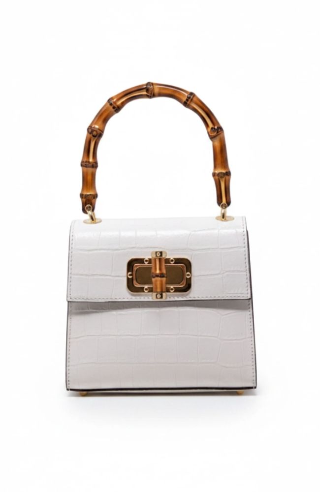 Leather Bamboo Handle Bag