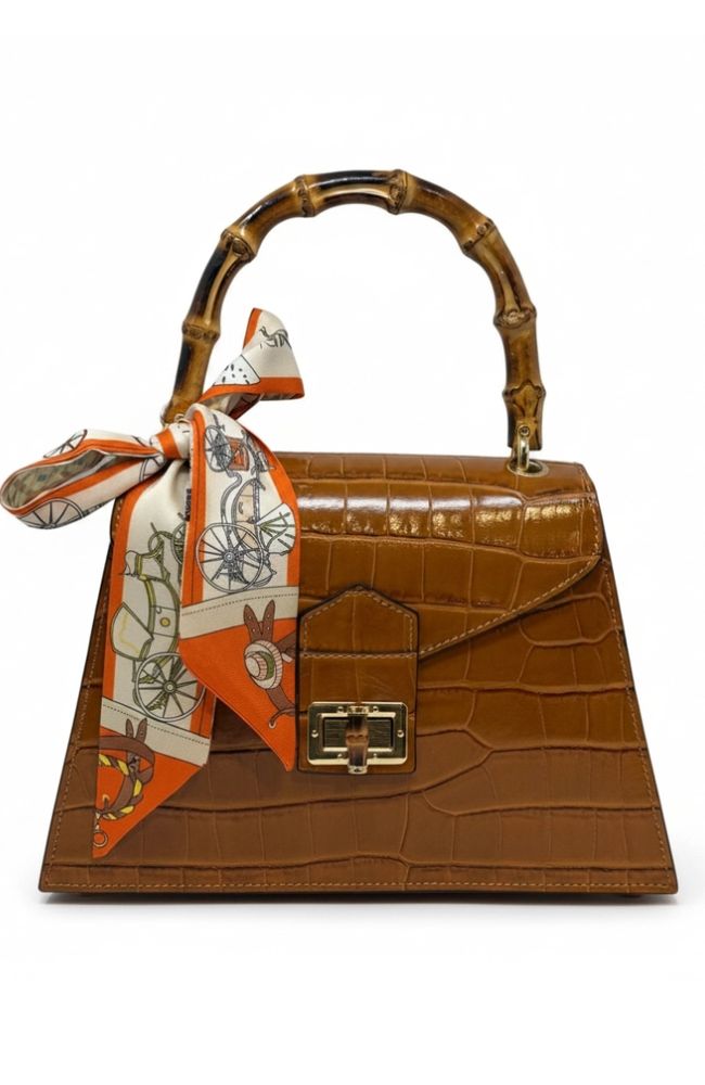 Leather Crocco Bamboo Handle Bag