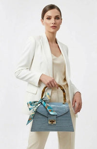Leather Crocco Bamboo Handle Bag