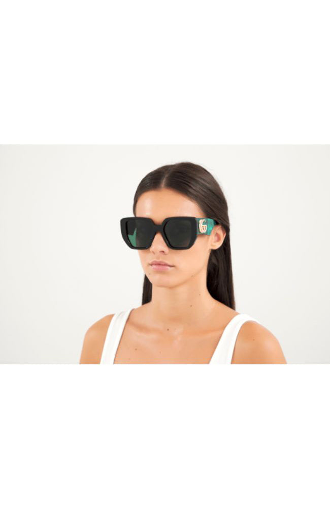 Gucci Green Sunglasses in Black with Green Lens