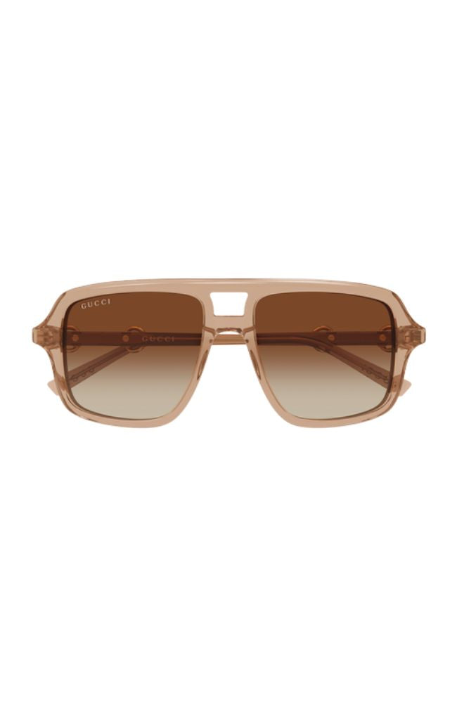 Gucci Sunglass Gold Horsebit Brown