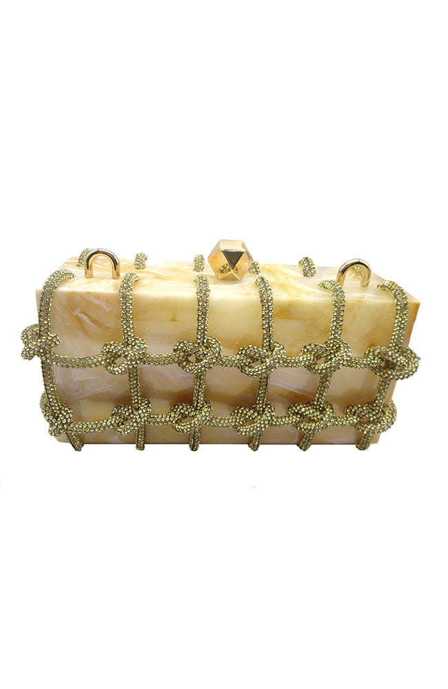 Rhinestone Chain Cage Clutch