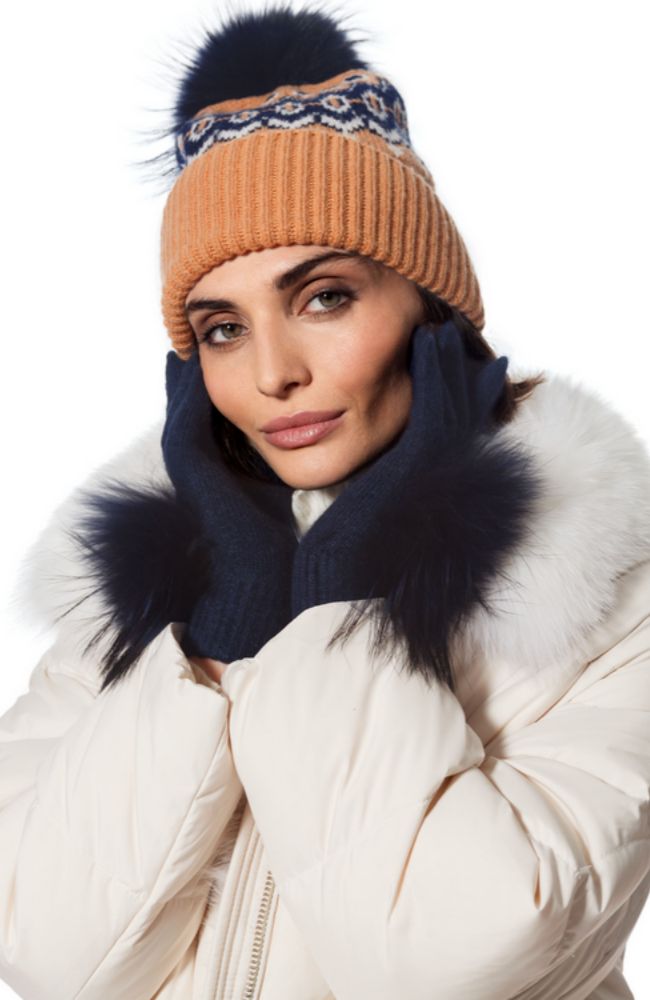 Angora Glove with Pom Pom