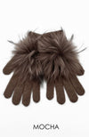 Angora Glove with Pom Pom