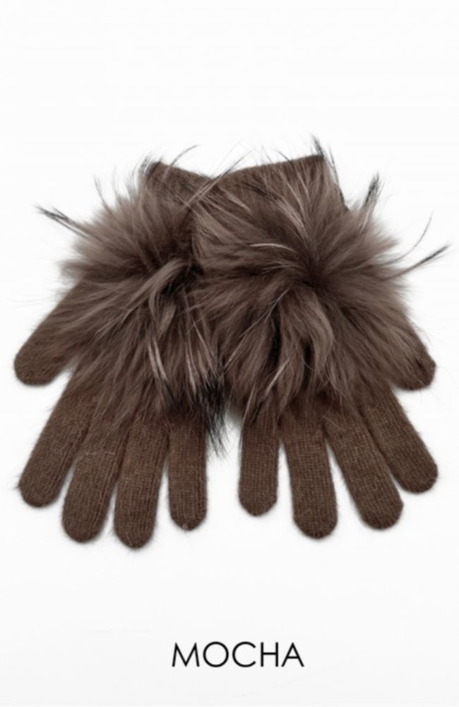 Angora Glove with Pom Pom