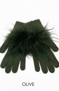 Angora Glove with Pom Pom