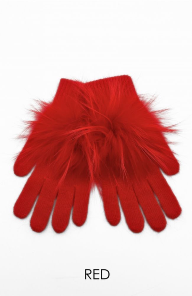 Angora Glove with Pom Pom