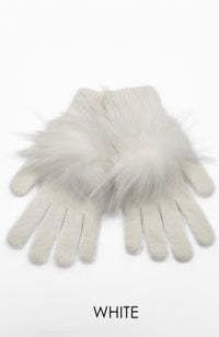 Angora Glove with Pom Pom