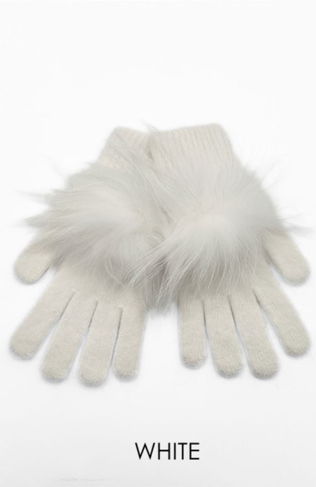 Angora Glove with Pom Pom