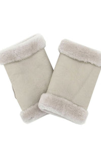 Beige Lamb Fingerless Gloves