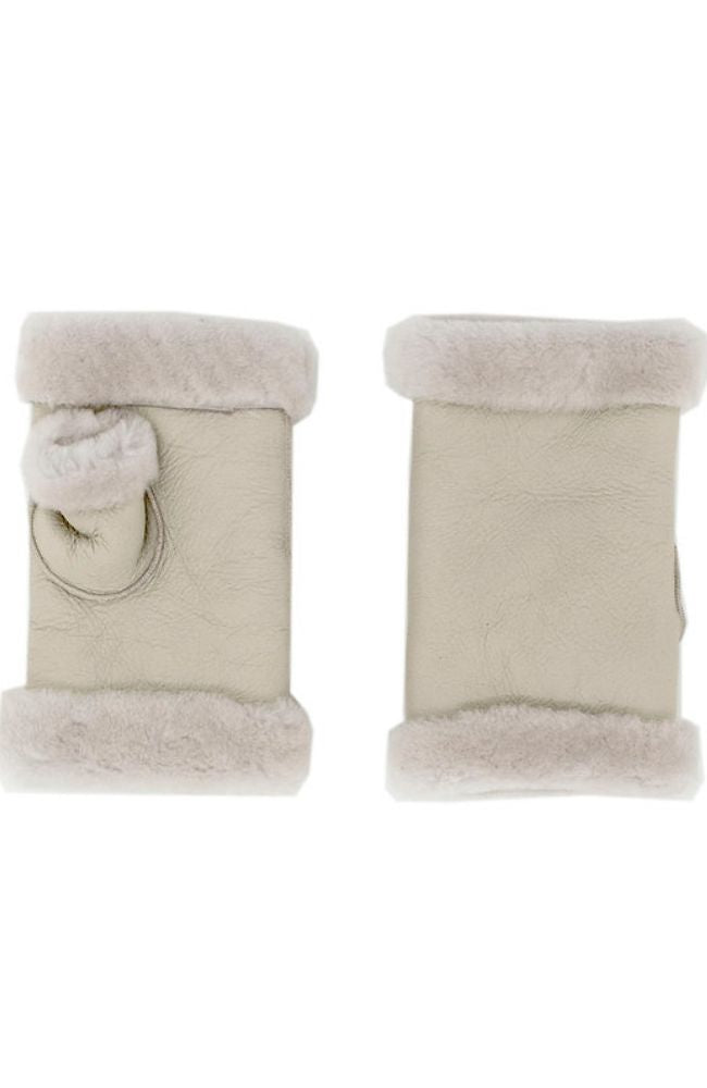 Beige Lamb Fingerless Gloves