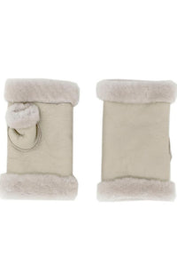 Beige Lamb Fingerless Gloves
