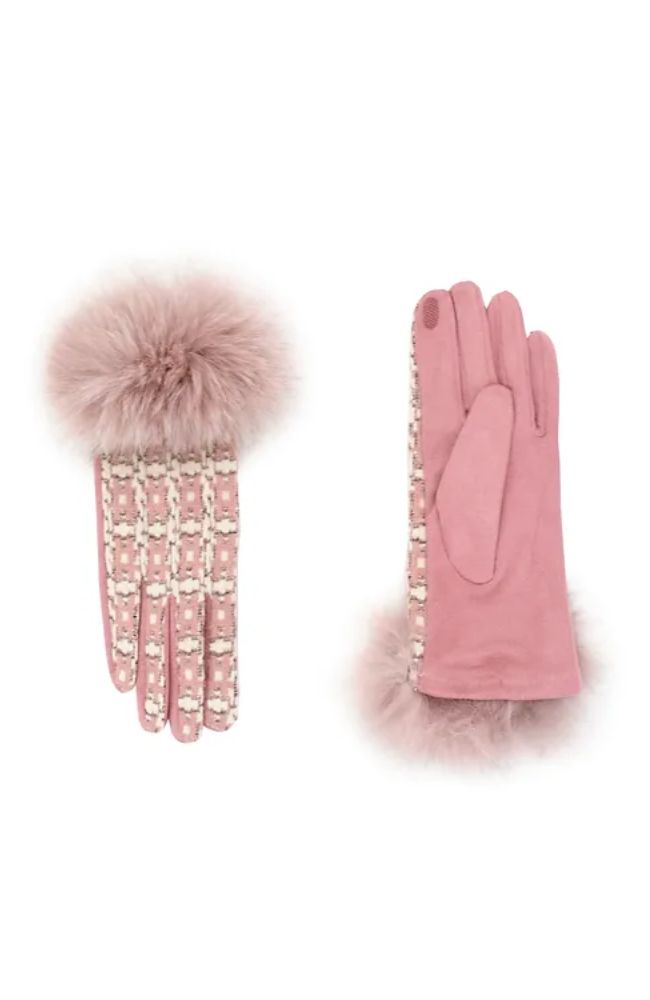 Jacquard Glove with Fox Fur