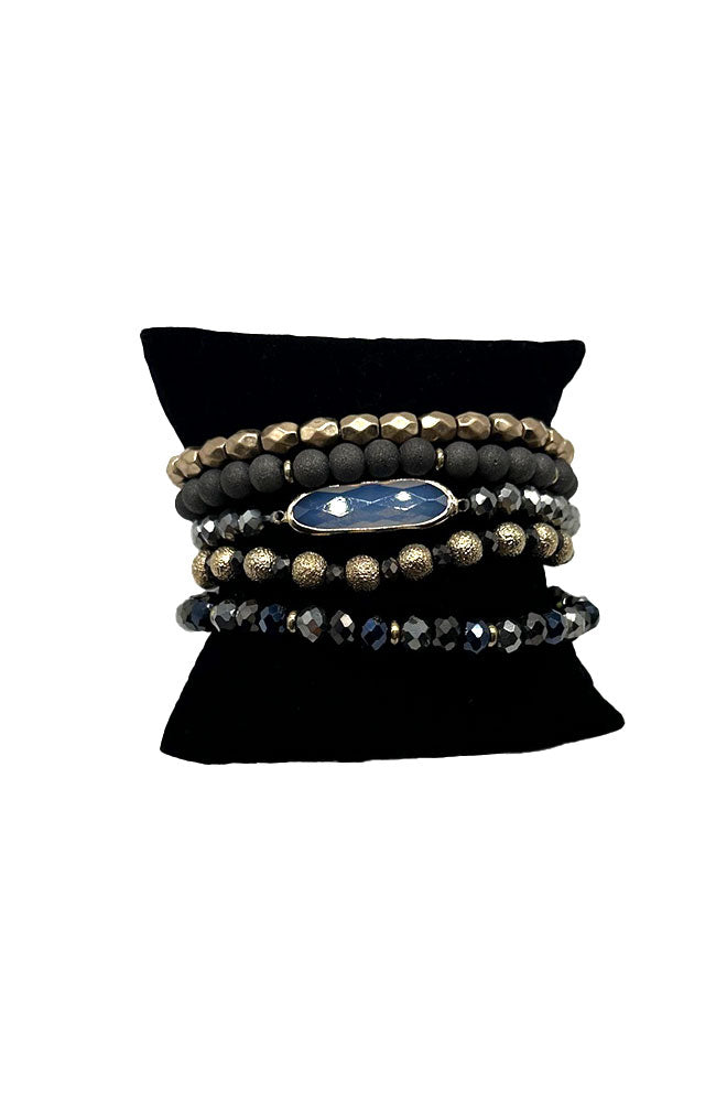 Black 5 Row Bead Bracelet