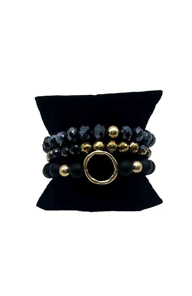 Black WG 3 Row Bead Bracelet