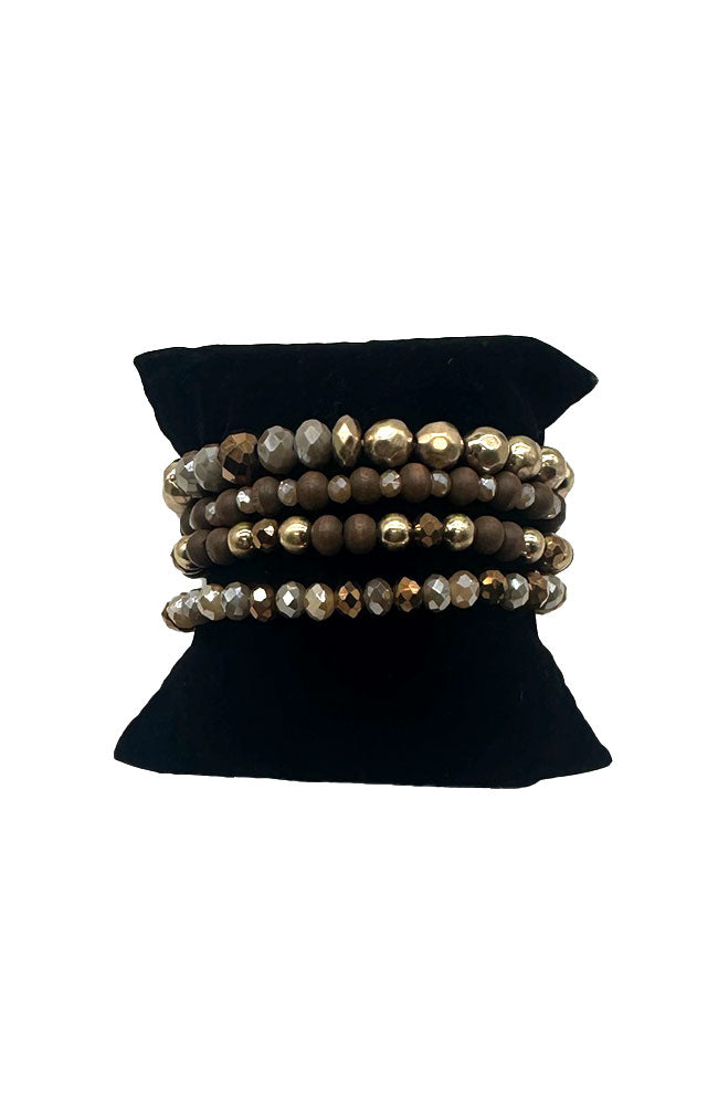 Brown 4 Row Bead Bracelet