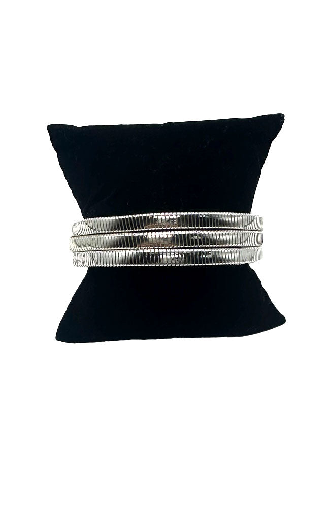 Silver 3 Row Omega Bracelet Set
