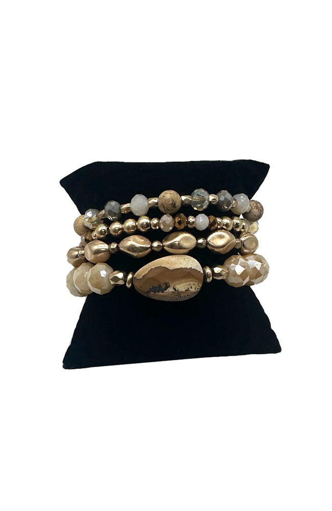 Jasper WG 4 Row Bead Bracelet