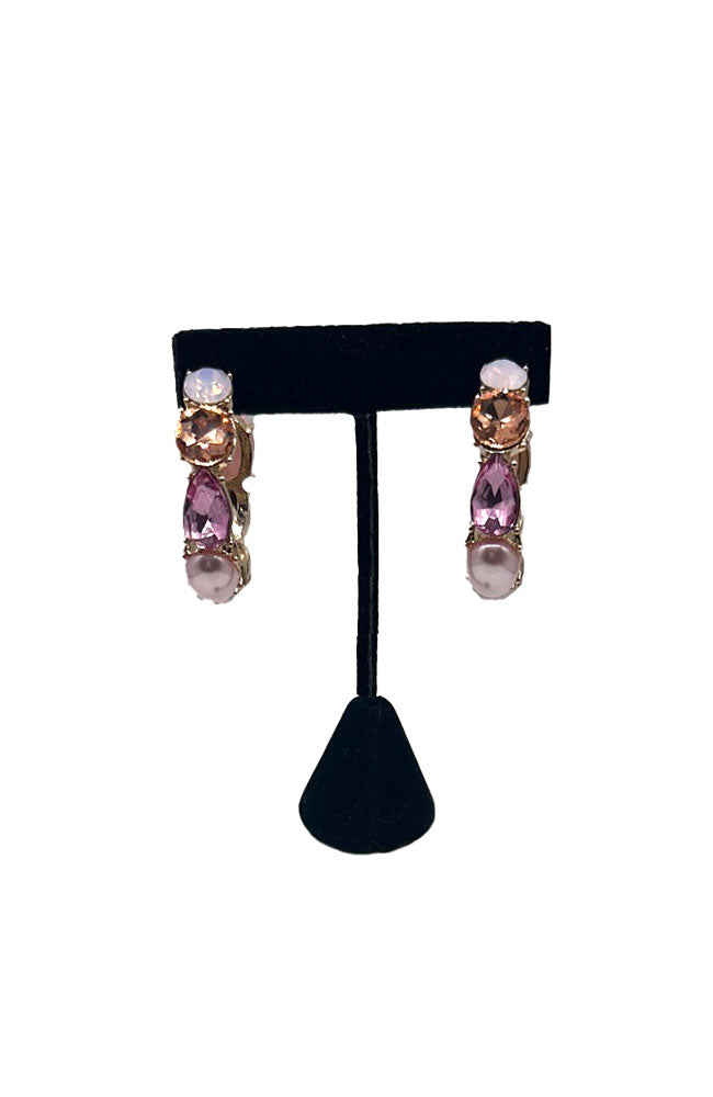 Lt Pink Rose Stone Hoops