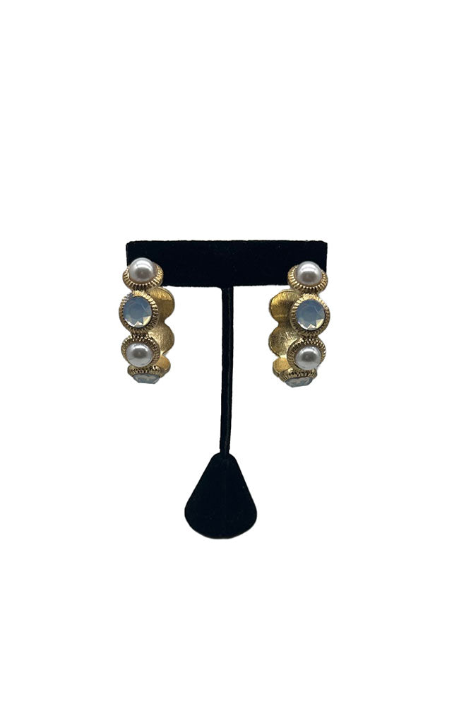 Pearl Glass Beaded Hoops