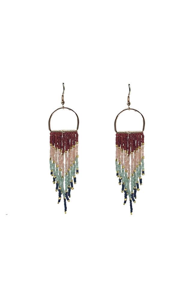 Bead Chevron Fringe Earrings