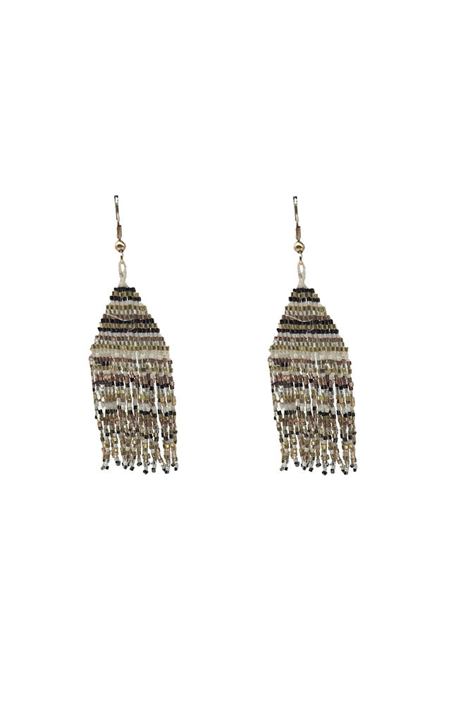 Brown Stripe Fringe Earrings