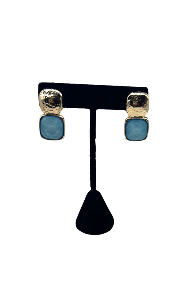 Ice Blue Square Stone Earrings