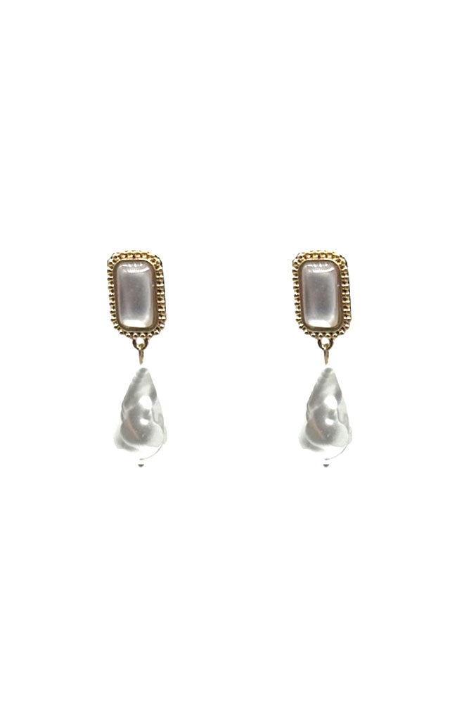 Square Baroque Pearl Earrings
