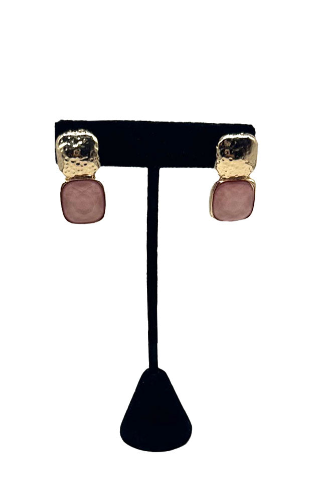 Rose Square Stone Earrings