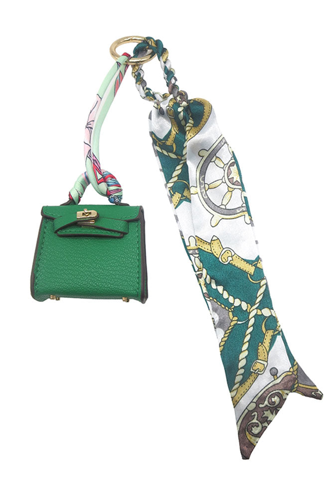 Green Handbag Scarf Key Chain