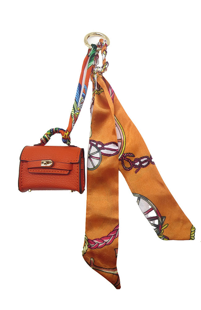 Orange Handbag Scarf Key Chain