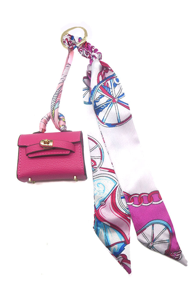 Fuschia Handbag Scarf Keychain